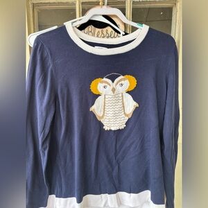 crown & ivy Navy Pullover with Cream Trim